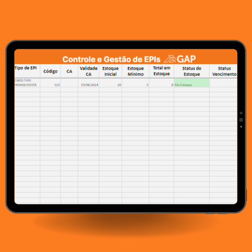 Planilha de Controle de EPI